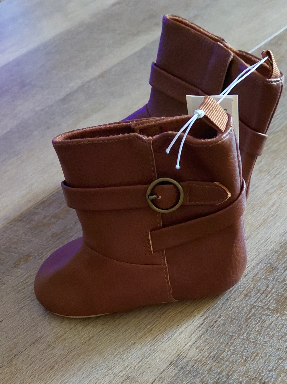 Old Navy Toddler Faux-Leather Ankle Boots in Brown Size 12-18 MONTHS